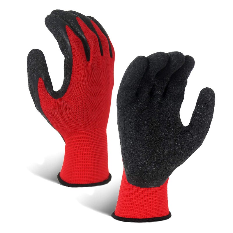 Evridwear Crinkle Latex Rubber Hand Coated Safety Work Gloves for Men Women General Multi Use Construction Warehouse Gardening Assembly Landscaping (XXL-Size) 12 Pairs Pack - Image 2